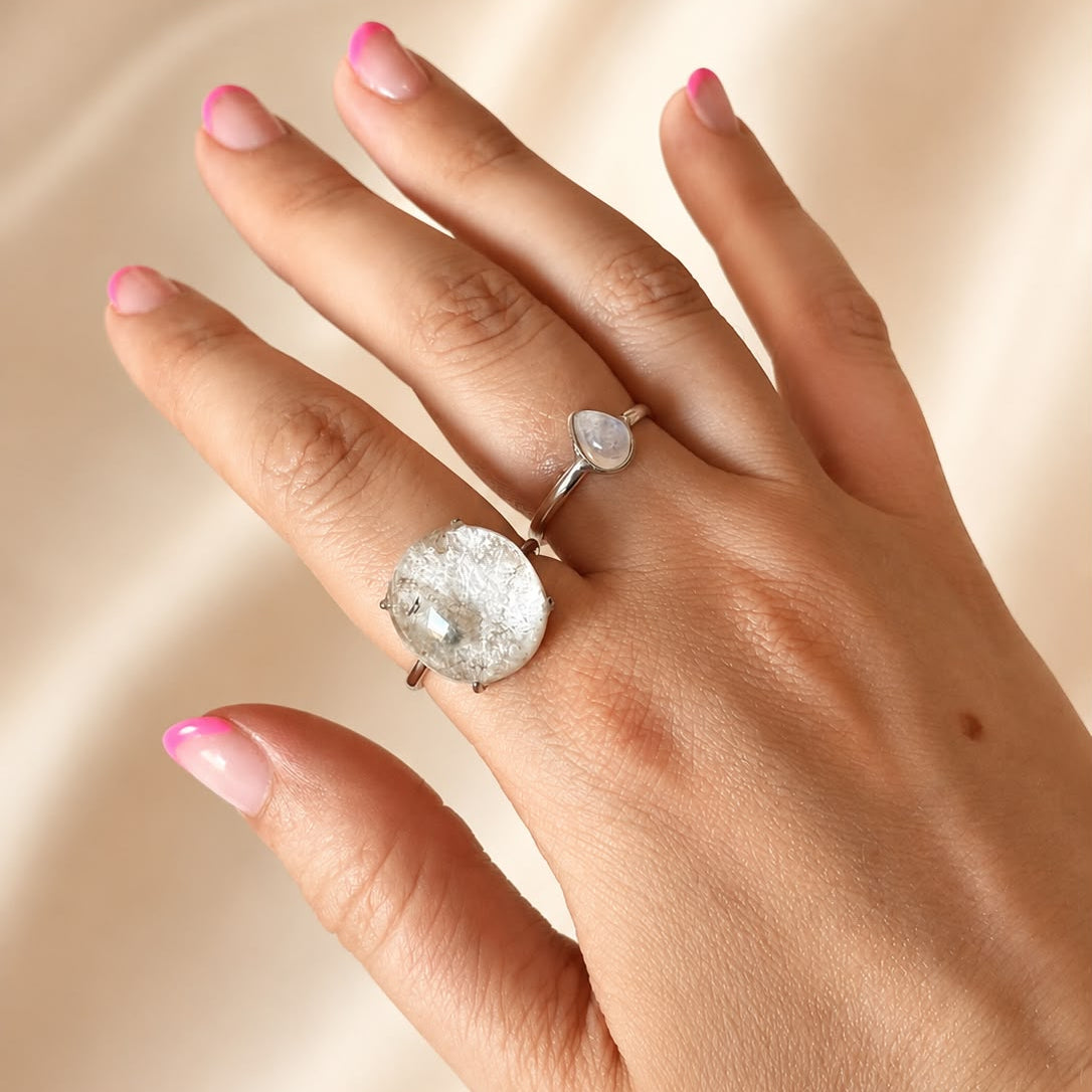 Anillo de cuarzo jardín Blanco