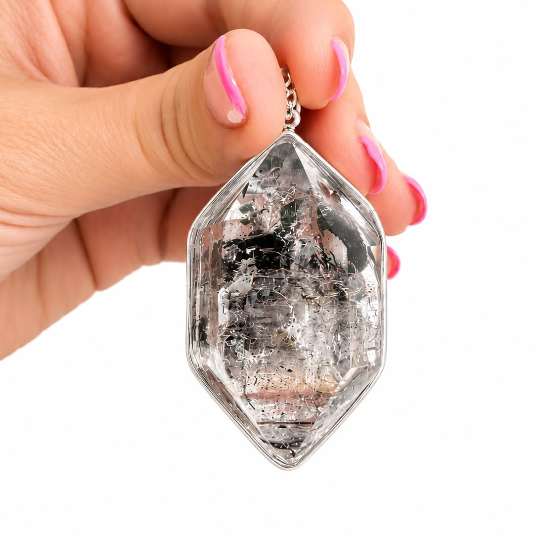 Colgante Cuarzo Diamante herkimer con Henidros