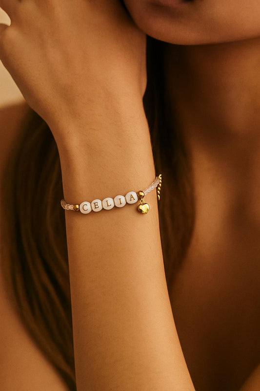 Pulsera PERSONALIZADA de cristal y Nácar - Amor propio