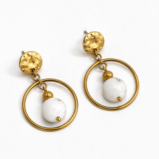 Pendientes de Howlita Blanca