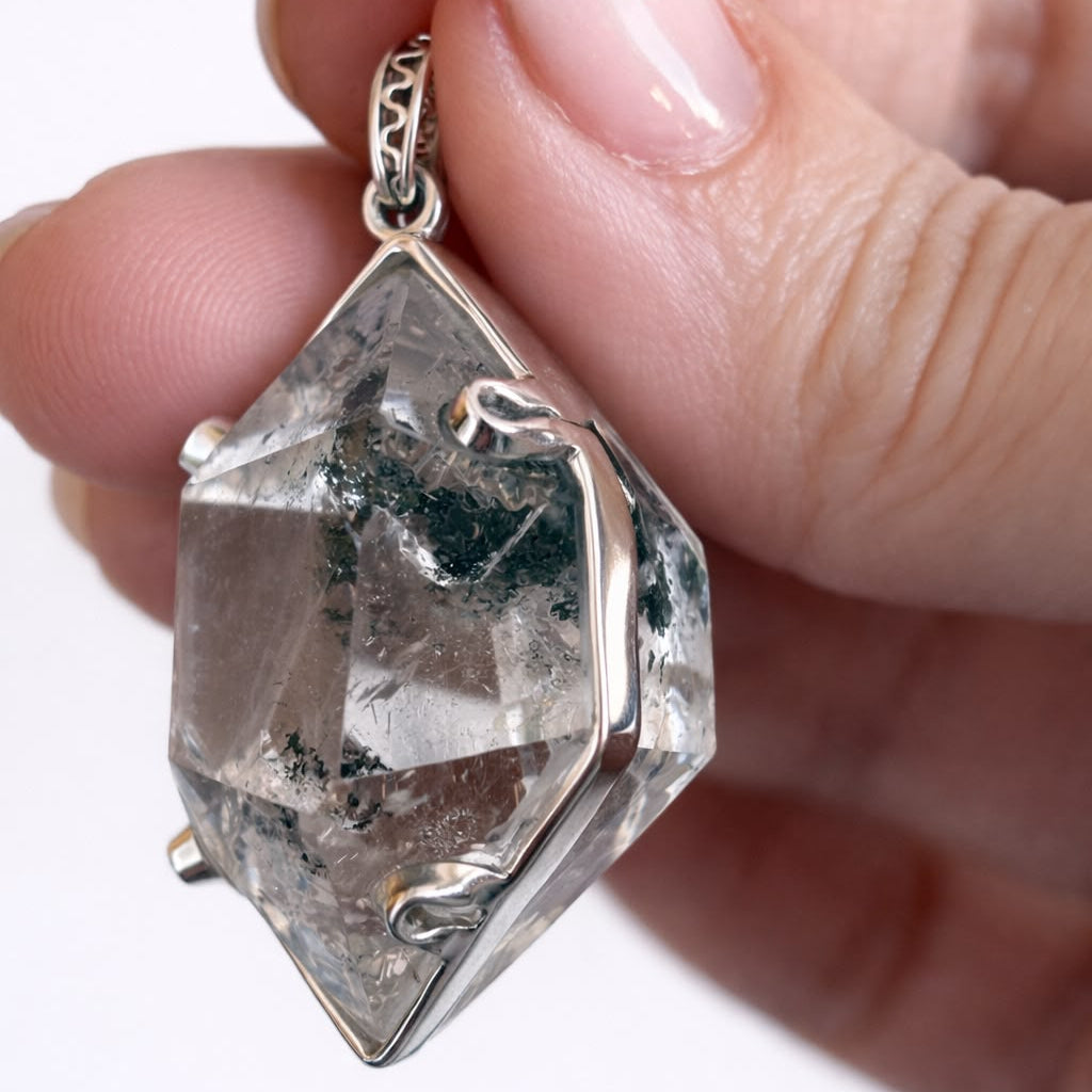 Colgante Cuarzo Diamante herkimer con Henidro