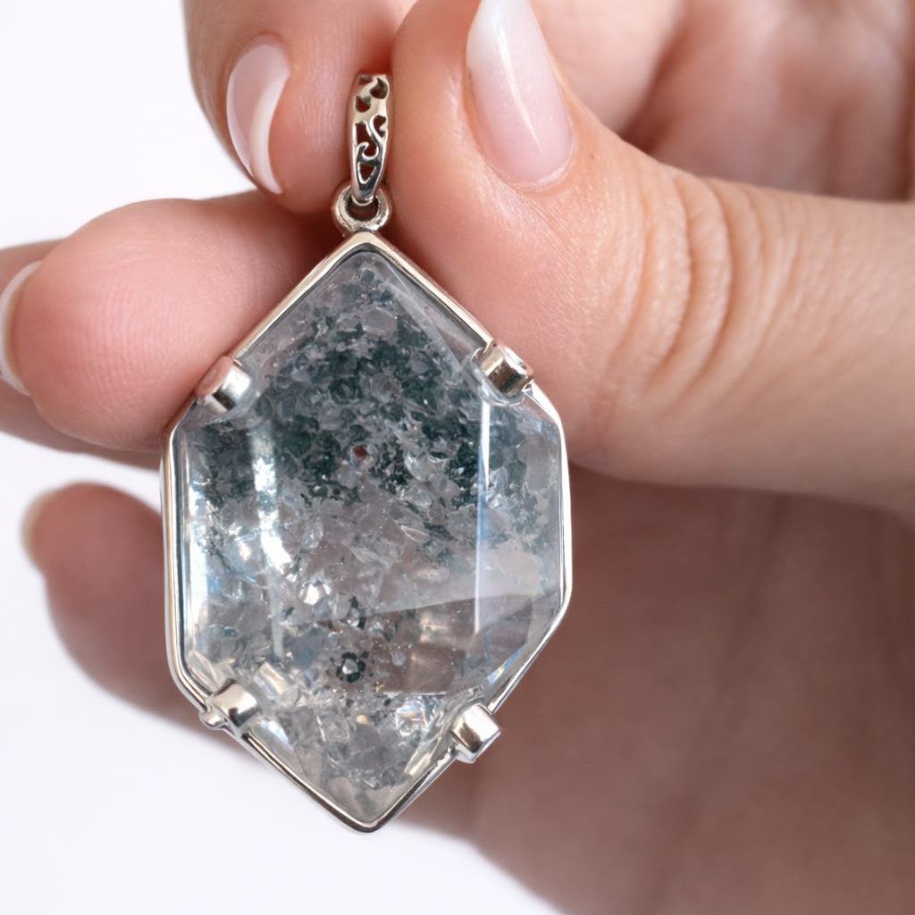 Colgante Cuarzo Diamante herkimer con Henidro